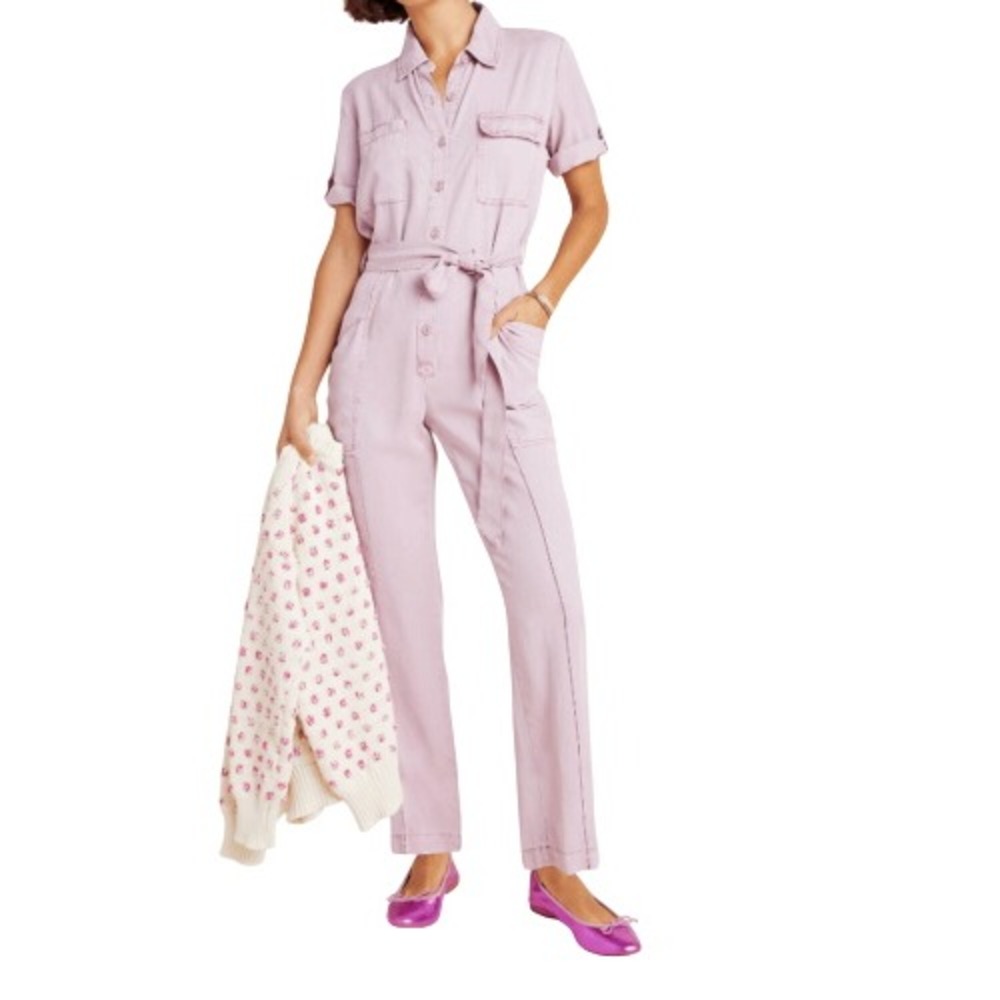 YFB Young Fabulous & Broke Cuba Lilac Utility Jumpsuit Tencel Belted XS
